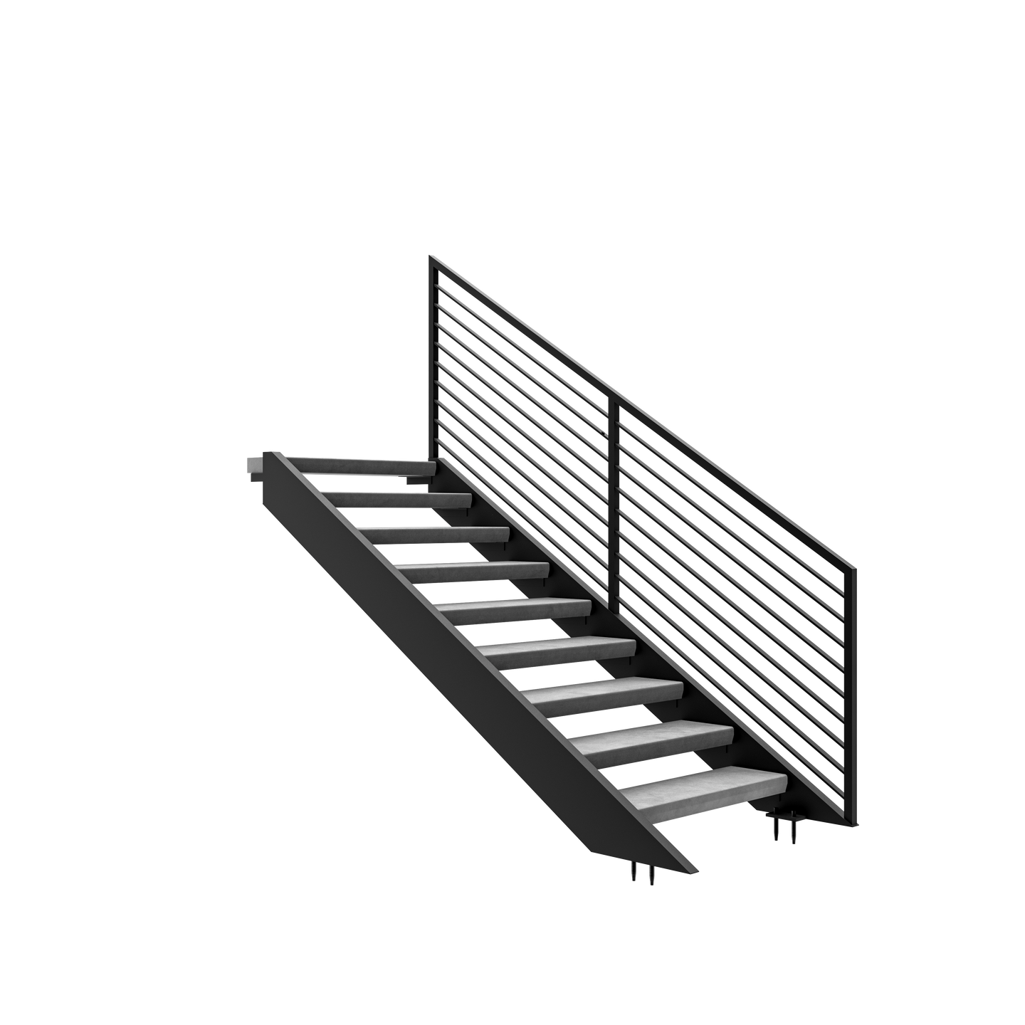 Floating Steel Stair with Concrete Treads